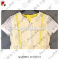 Yellow lined white cute casual children dress